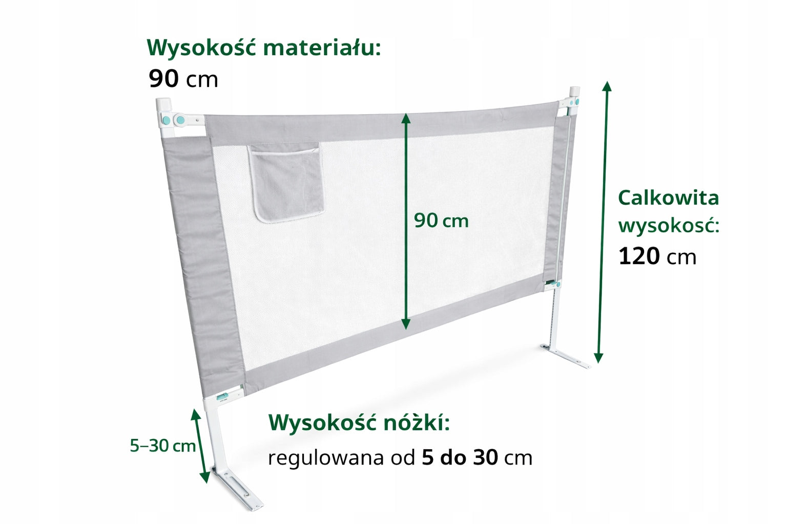 Protective barrier for bed EXTRA HIGH – 3 sides 200x160 cm Lapchu Manufacturer code B3120180201
