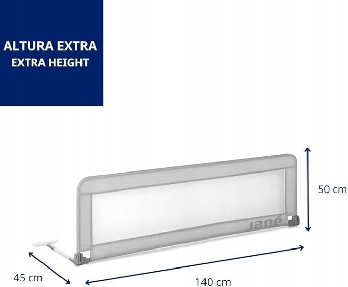 Protective barrier for bed Jane 140 x 50 cm grey folding protection Manufacturer code 2222