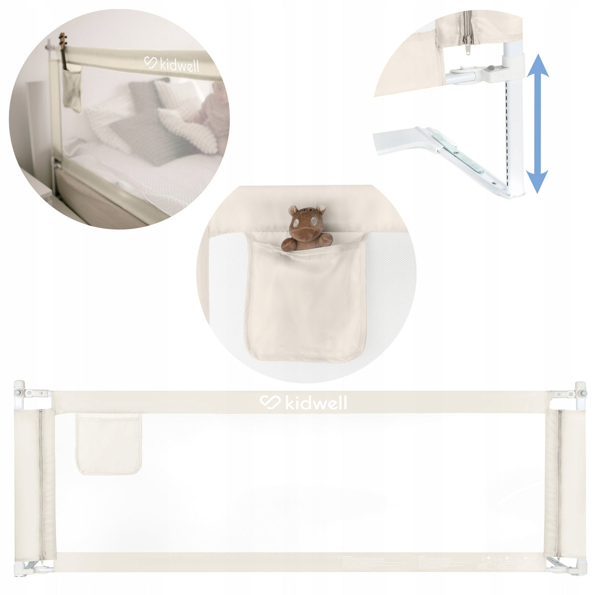Protective barrier for bed KIDWELL TIVA 160 cm lowered 30 levels