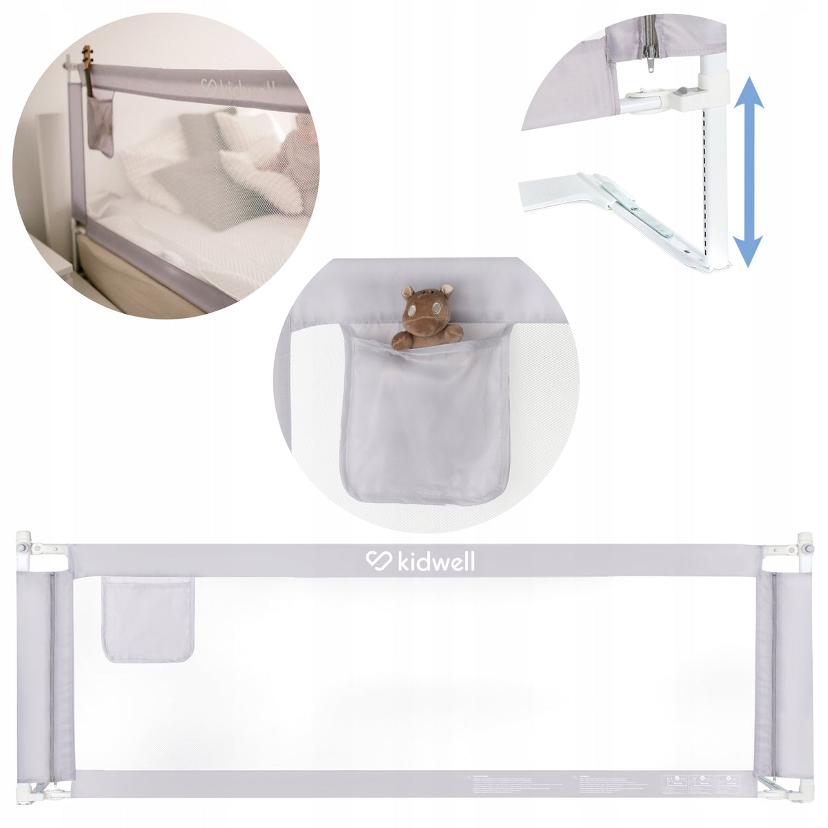 Protective barrier for bed KIDWELL TIVA 200 cm lowered 30 levels