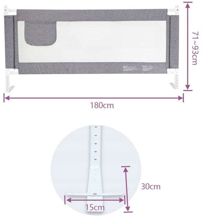 Protective barrier for bed ZEHNHASE 200 cm Grey Adjustable Manufacturer code P52 9025
