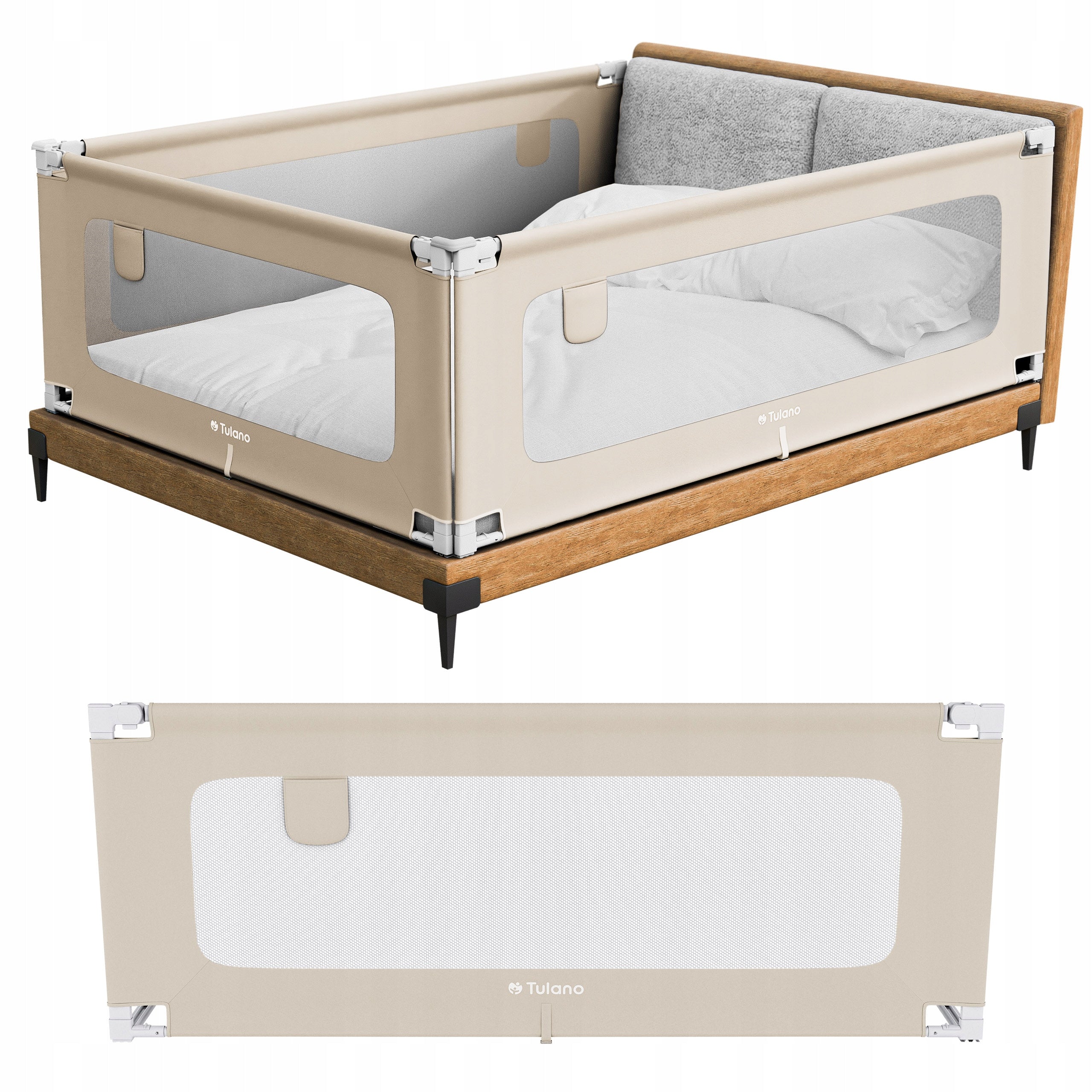 Protective bed barrier TULANO beige safety folding 180x70cm
