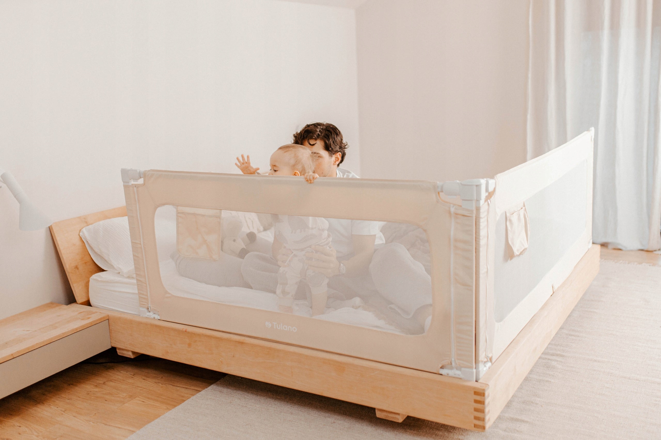 Protective bed barrier TULANO safety gate folding 200x70cm Manufacturer code TN-COVER 40 WHITE-GREY