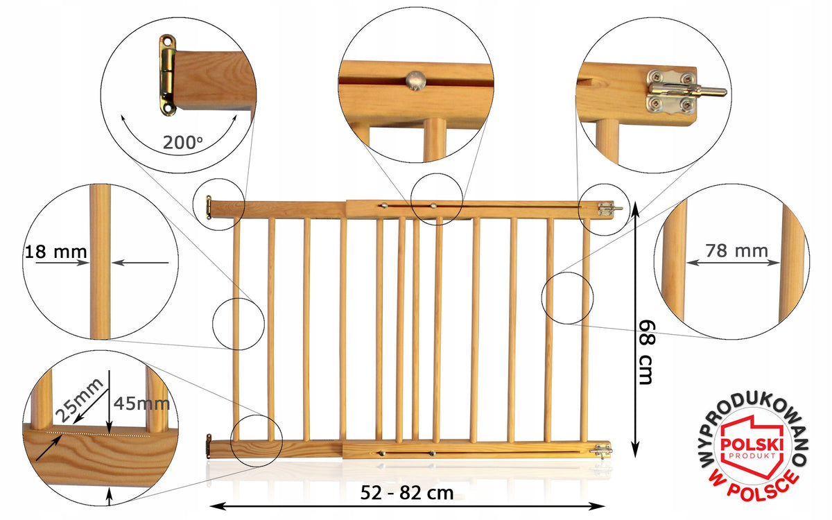 Protective gate Safety barrier Door Stairs width 52-72 height 68cm Packaging status original