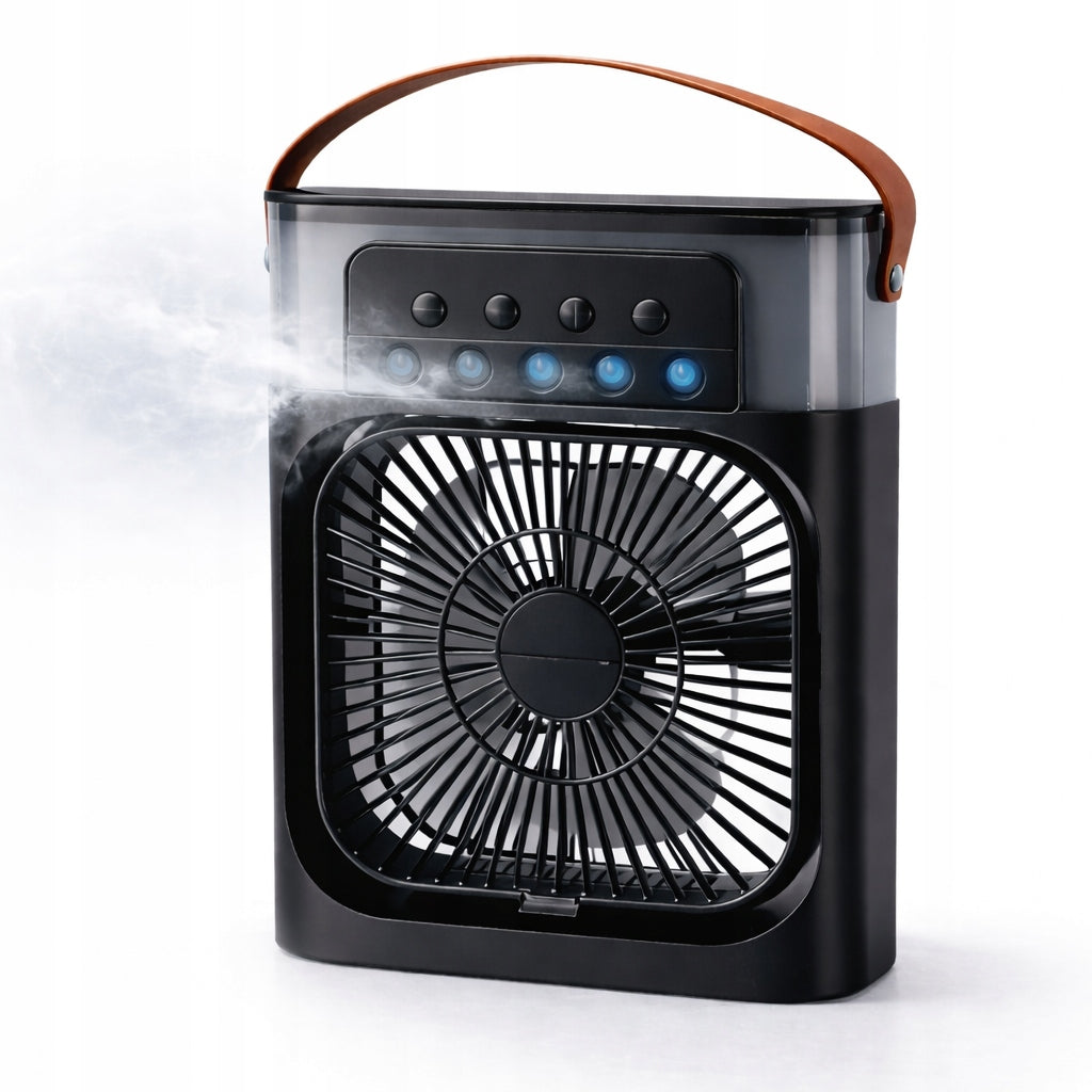 Przenośny Cichy Wentylator Nawilżacz Klimatyzator 3w1 USB na wodę - czarny Manufacturer code WENTYLATOR KLIMATOR NAWILŻACZ klimatyzator
