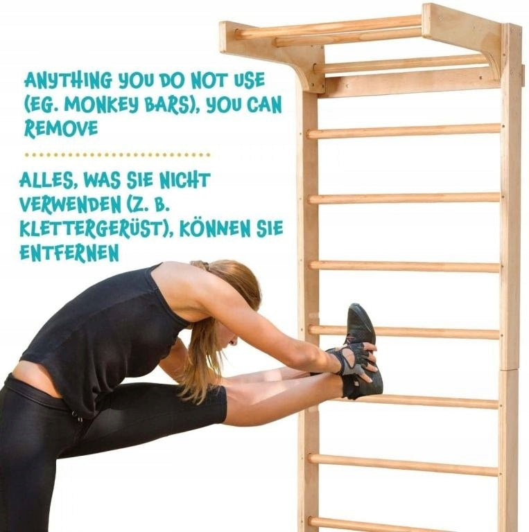 Pull-Up Bar Wheels Trapeze Slant Board Rope Ladder WOODEN Brand Physionics