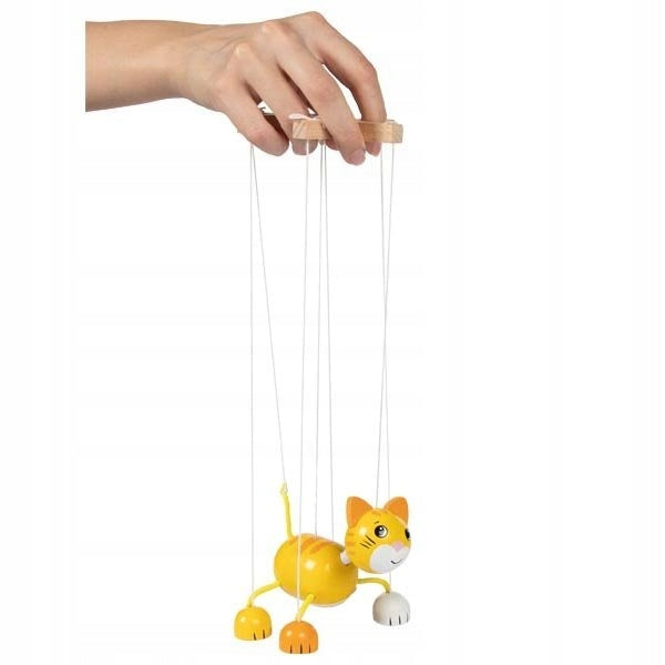 Puppet on a string wooden Kitten for children to play Goki Brand Goki