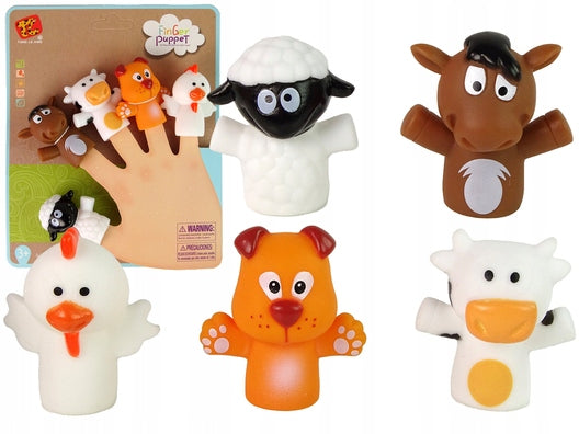 Puppets For Fingers ANIMALS Sheep Horse Dog Cow Chicken - 5 pcs.