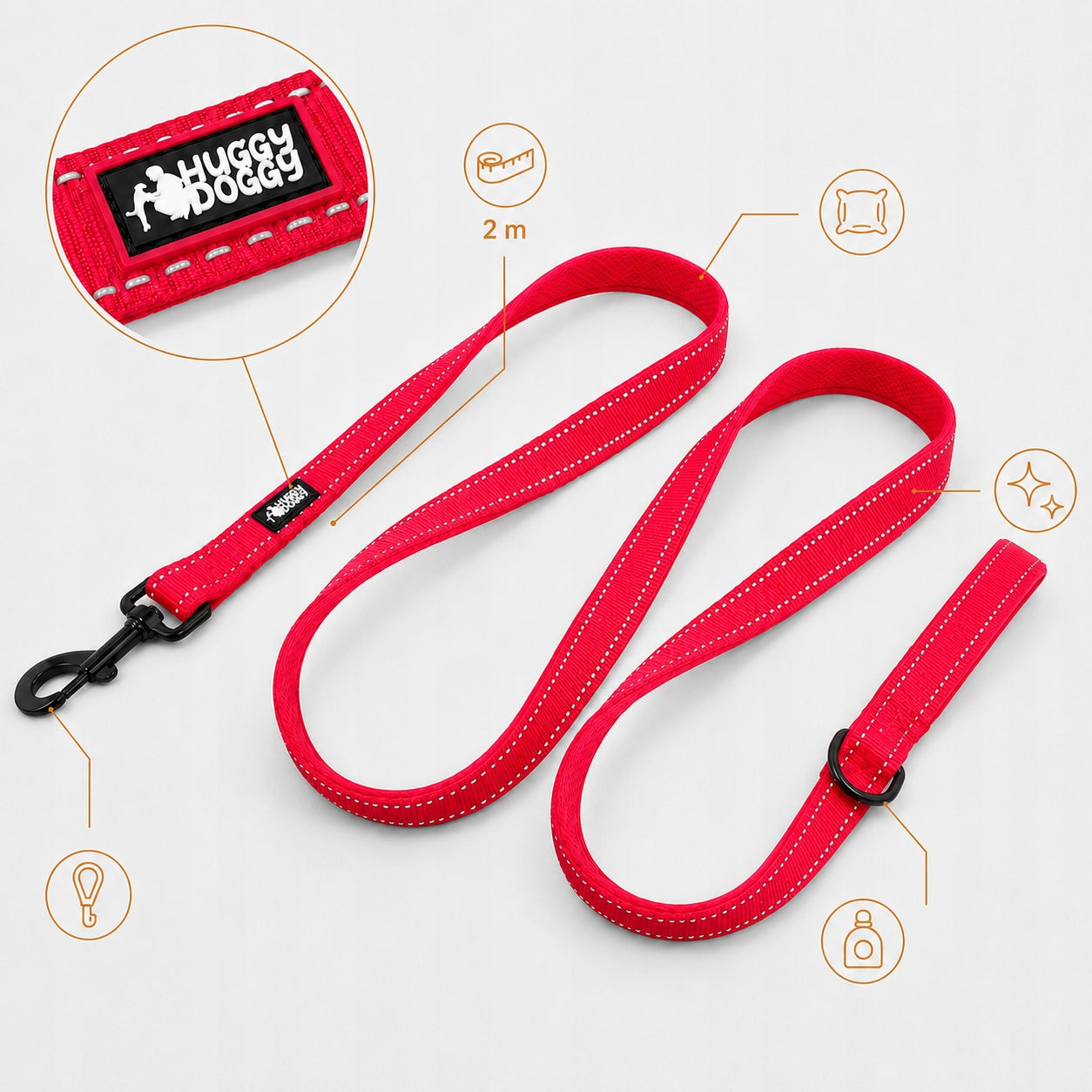 Puppy dog leash reflective red HUGGY DOGGY light york shih S Packaging status original