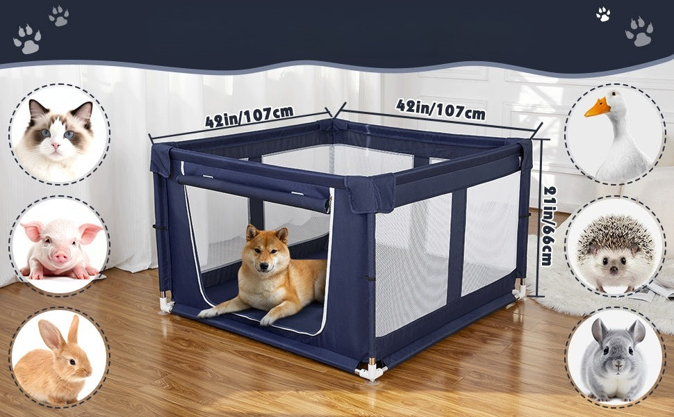 Puppy dog playpen 107x107x66 cm blue with door Manufacturer code Kojec Dla Psa Szczeniąt Wybieg Zagroda Do Dom