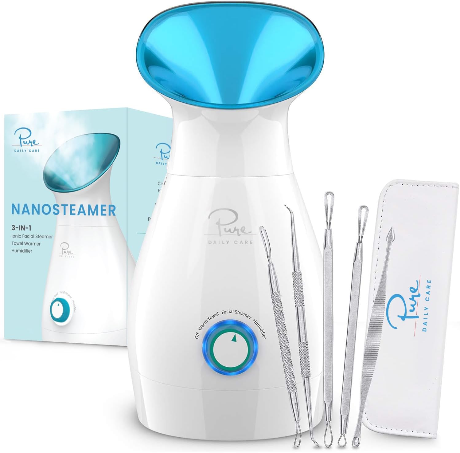 Pure Daily Care Nano-steamer 3in1 face evaporator home spa white