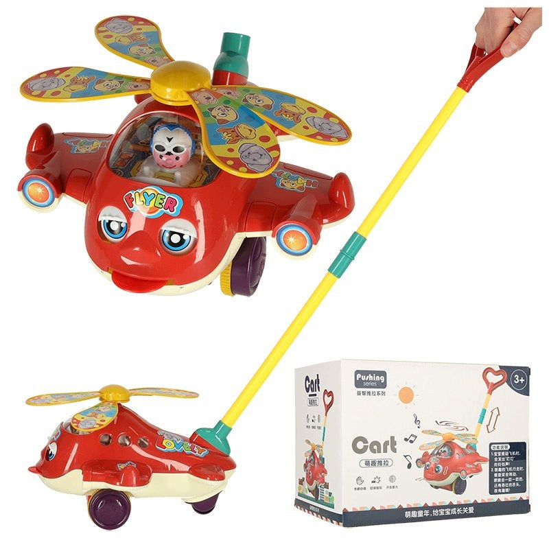 Pusher On Stick Helicopter Airplane With Sound For Kids 3+ For Pushing Movement Packaging status original