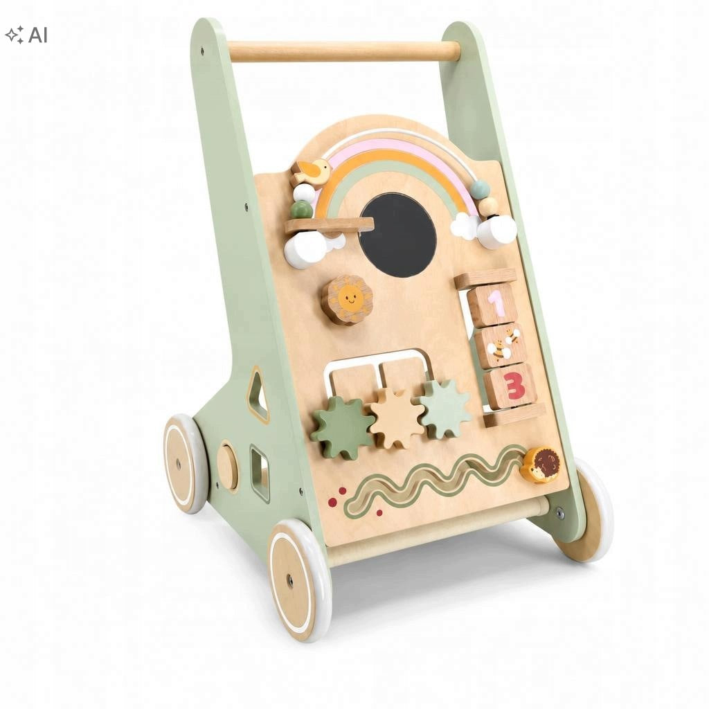 Pusher Walker Educational Sorter 18m Wooden Kids Blocks Shapes Packaging status original