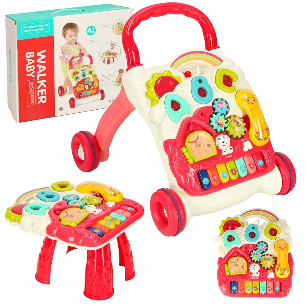 Pusher Walker Interactive Educational Table 4in1 Red Bibi-inn