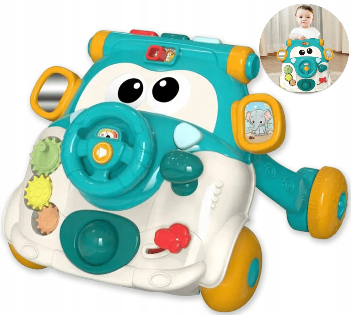 Pusher walker educational interactive for Children rider 2in1 toy 12 m+ Color green