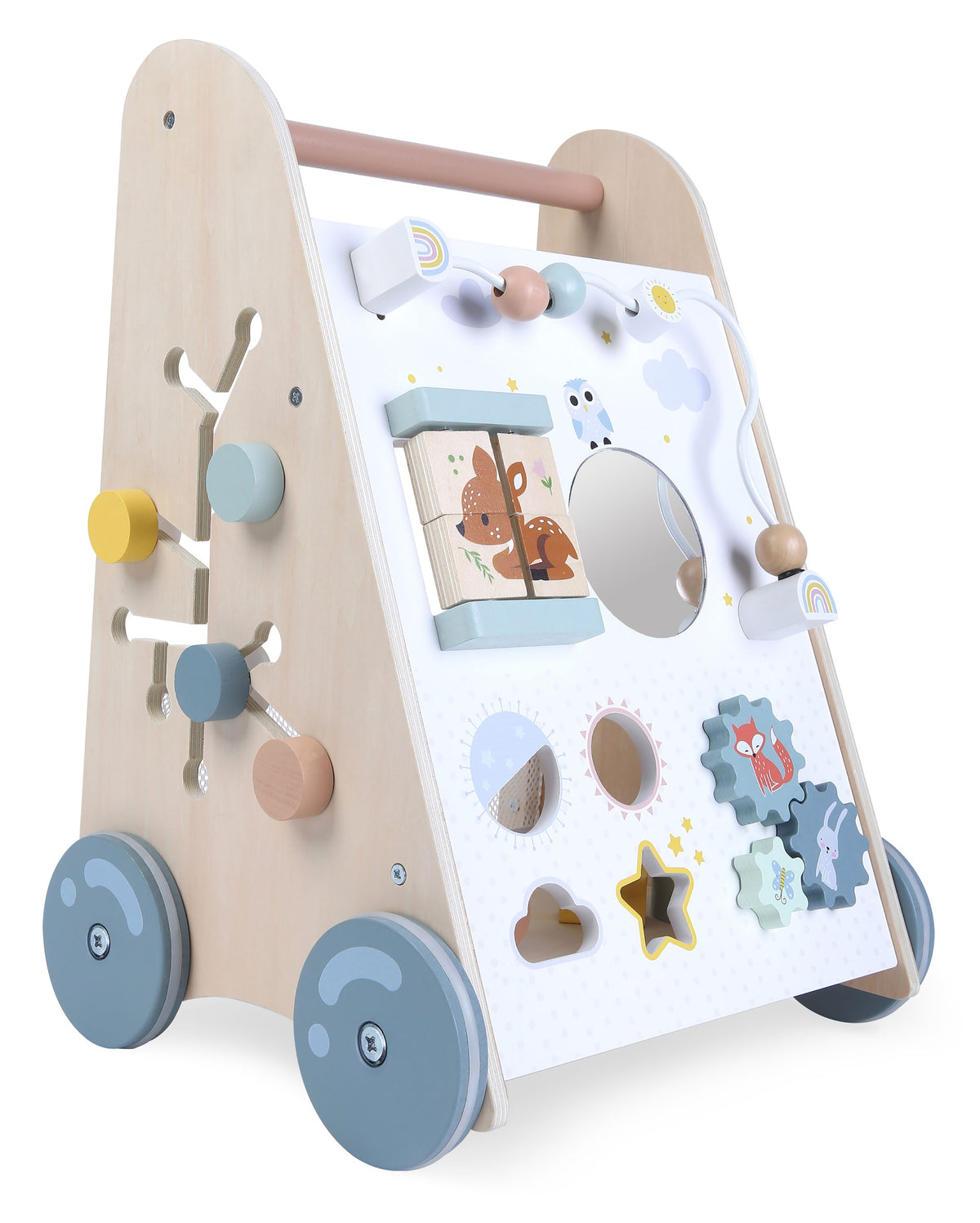 Pusher wooden educational walker with moving elements ECOTOYS