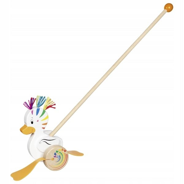 Pushing Duck Colorful Wooden Toy for Toddler Goki