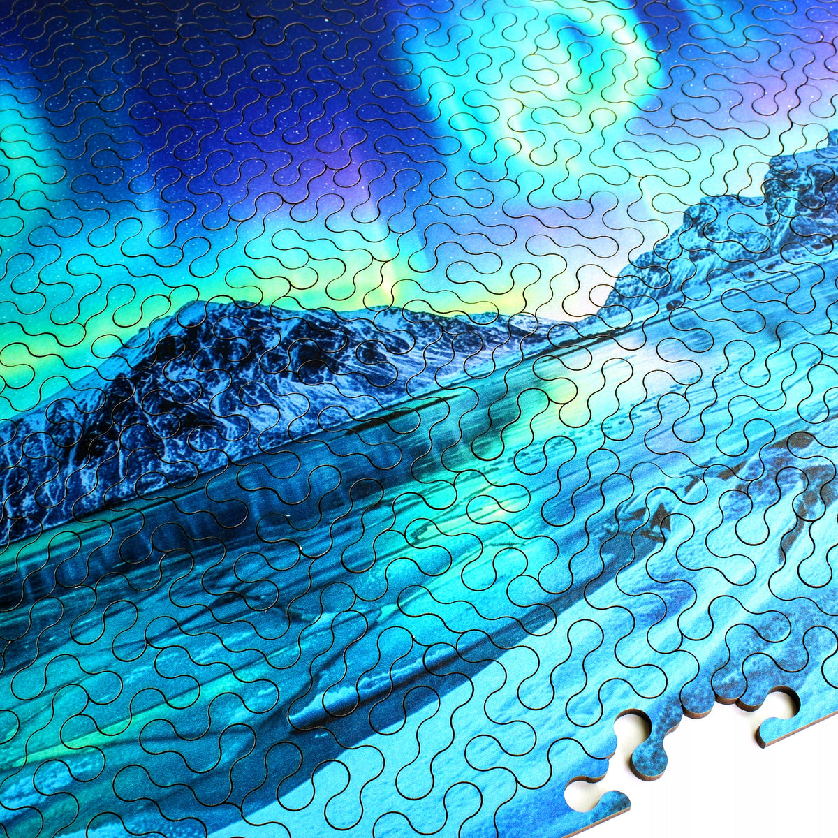 Puzzle Wooden 3D Geometric Northern Lights 50x28 Large Landscape Brand Adawoo