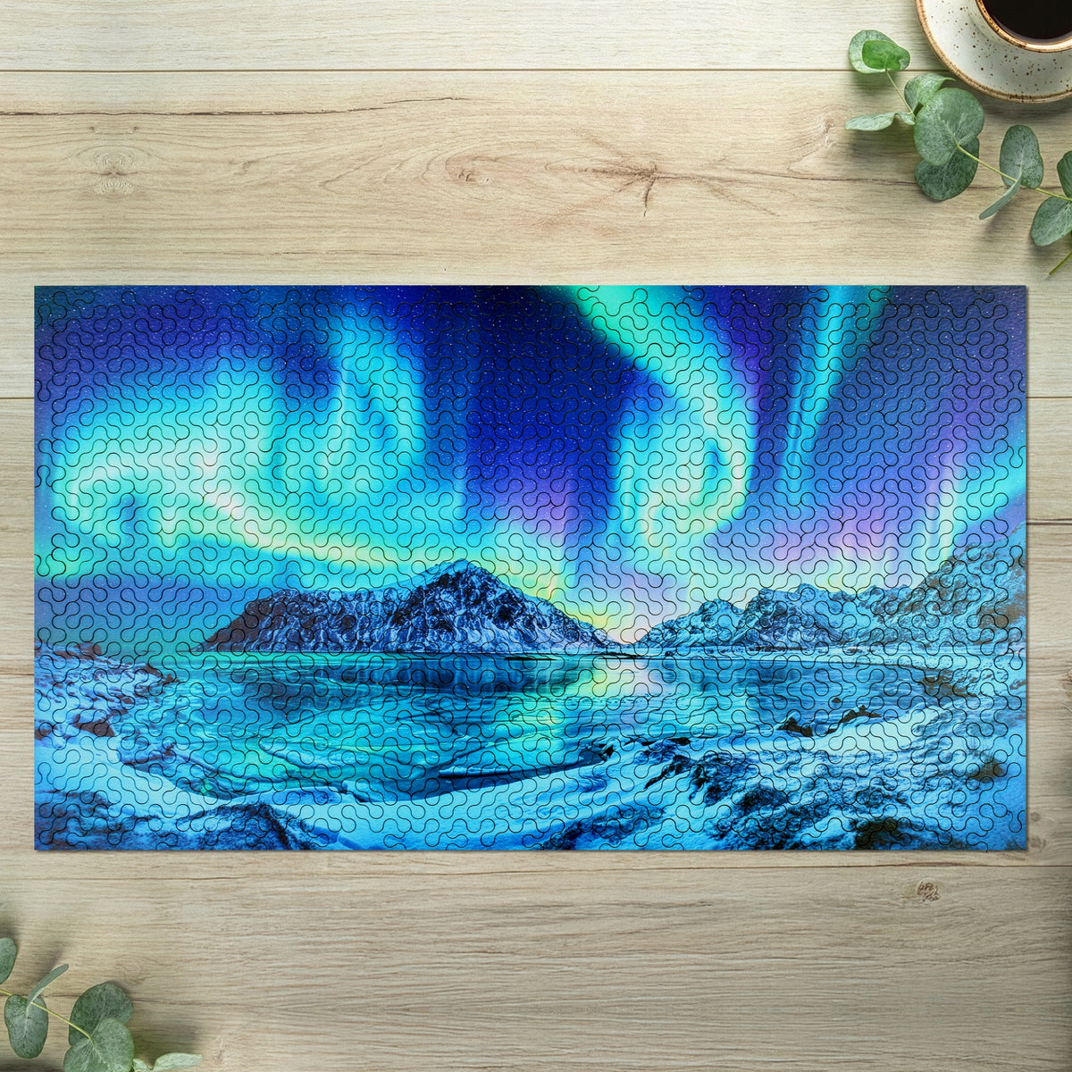 Puzzle Wooden 3D Geometric Northern Lights 50x28 Large Landscape Packaging status original
