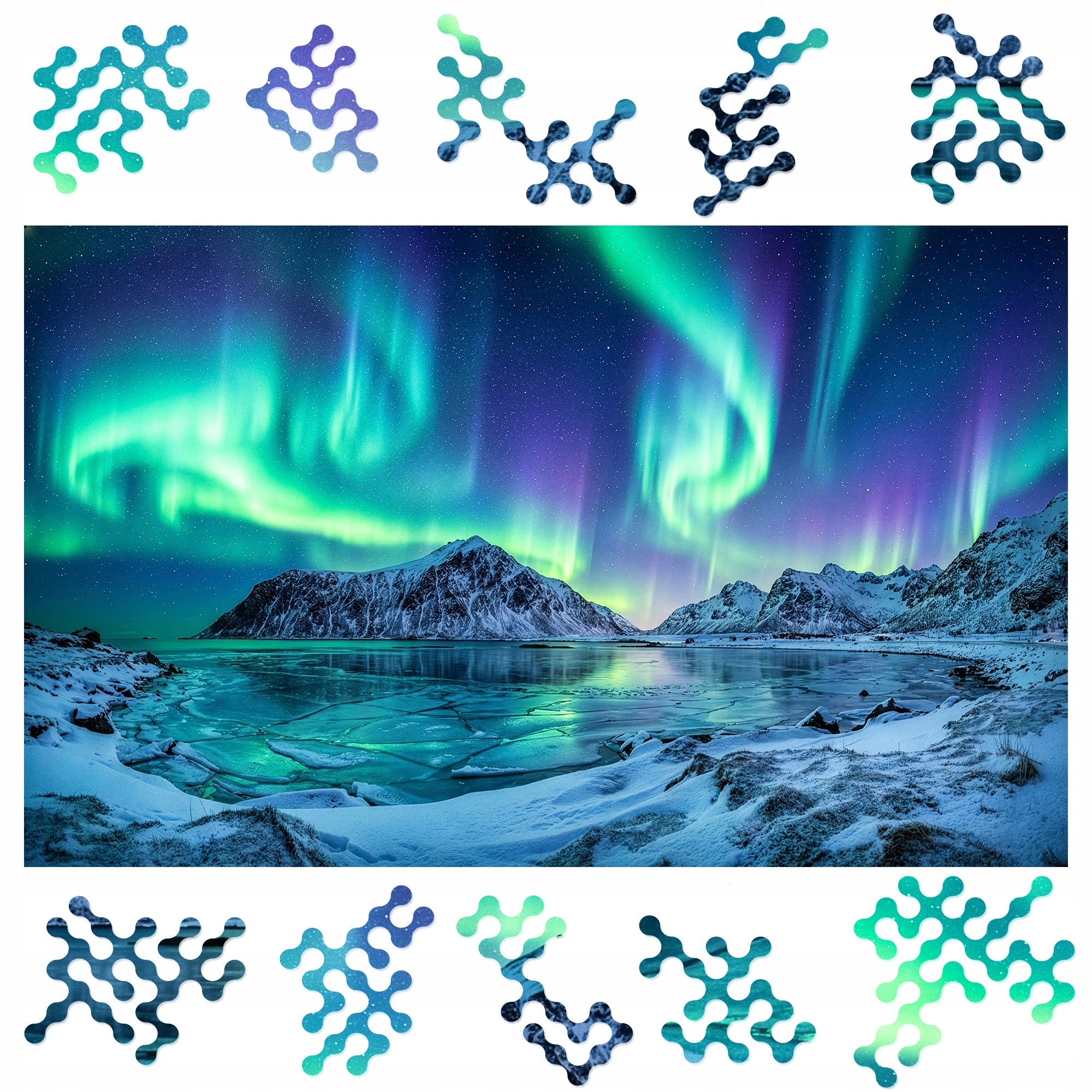 Puzzle Wooden 3D Geometric Northern Lights 50x28 Large Landscape