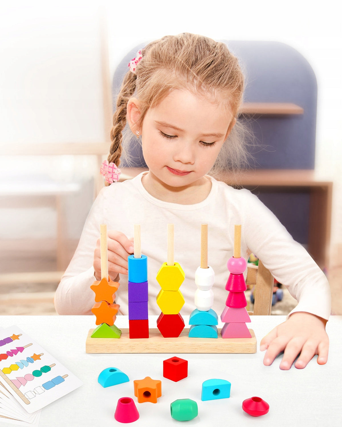Puzzle Wooden Montessori Sorter Sensory Toy Educational Blocks Kid's age 3+ years