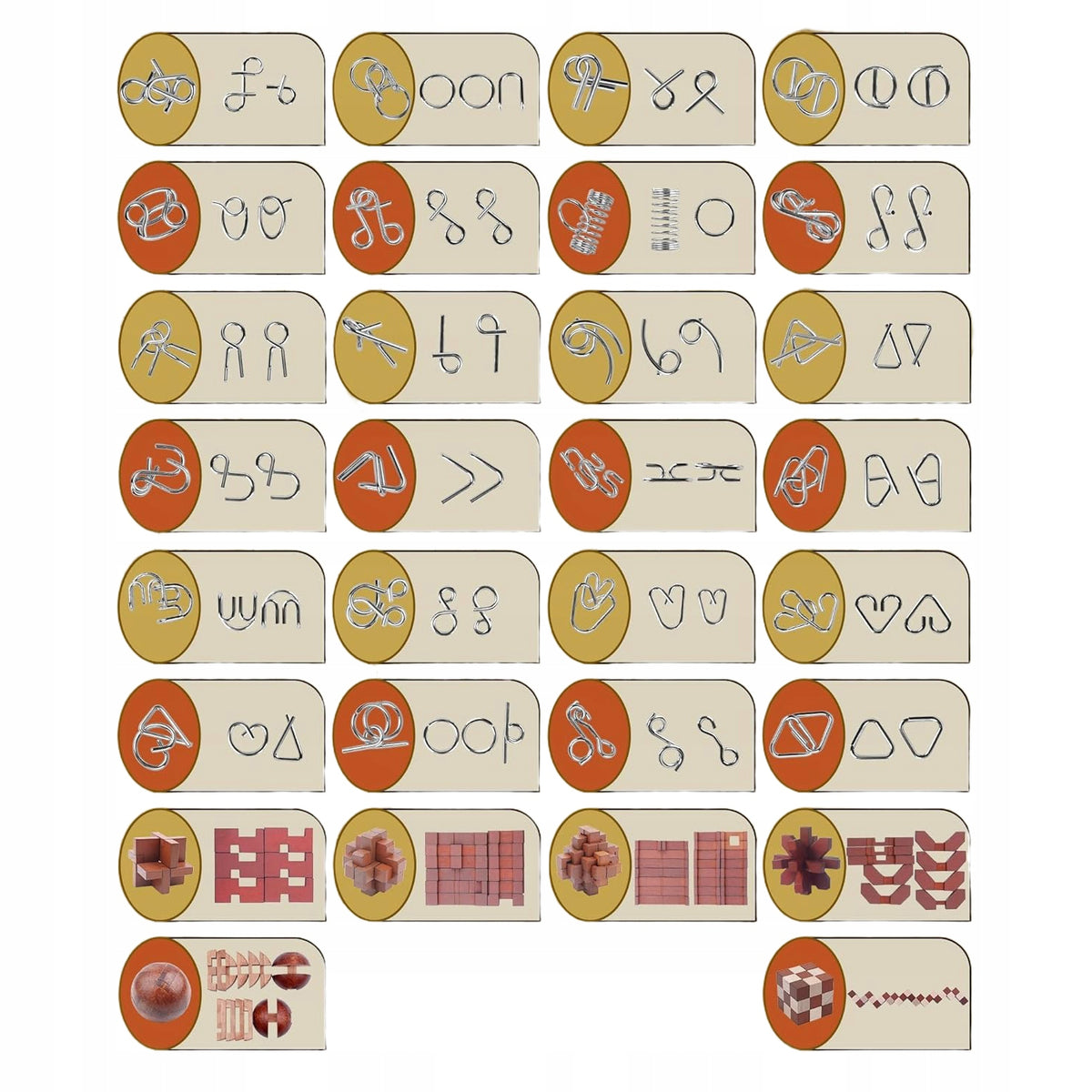 Puzzle games wooden puzzles and metal puzzles puzzle set of 30pcs Manufacturer code TS-PRODUCT-007