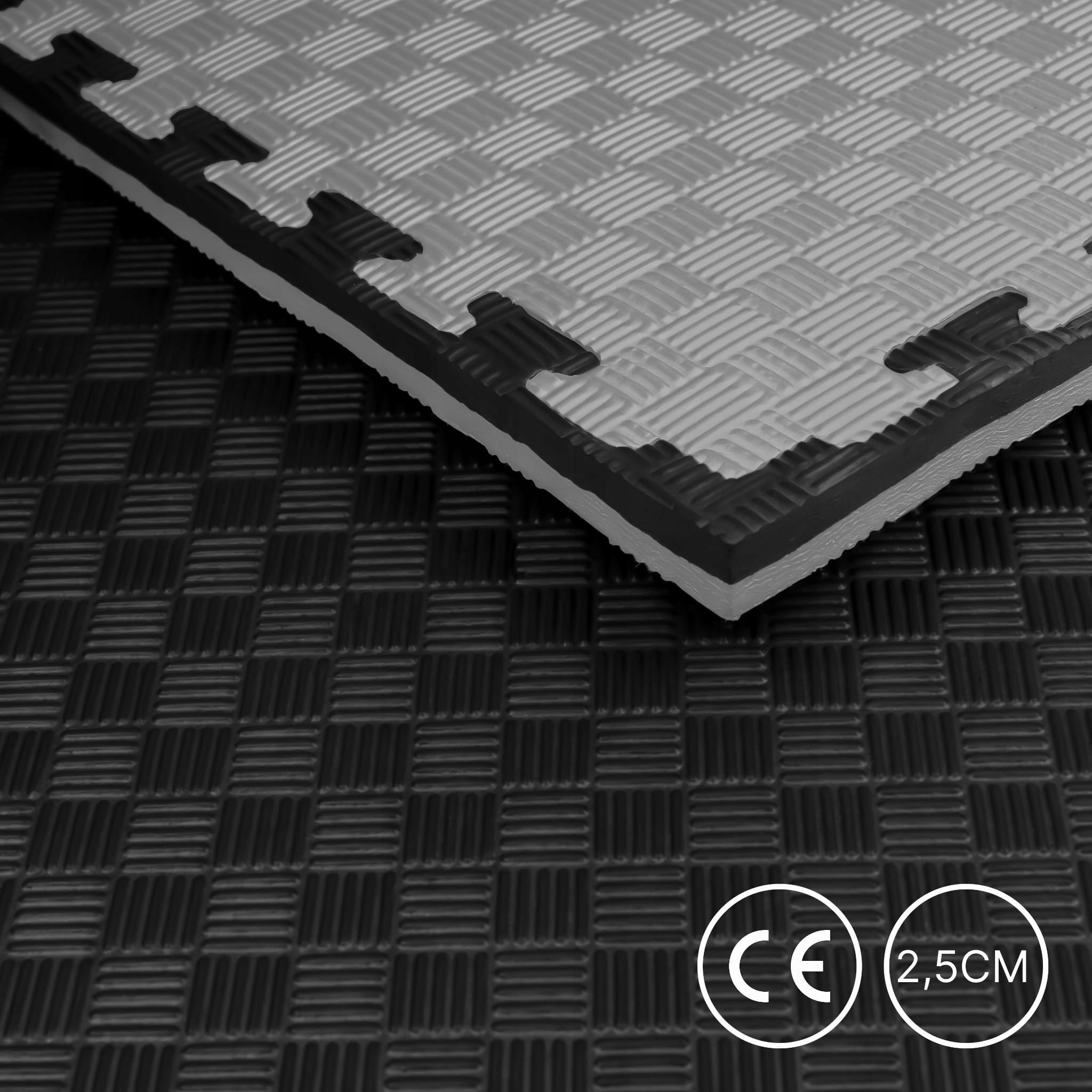 Puzzle mat 100 x 100 x 2,5cm STRONG black and gray for gym and fitness Packaging status original