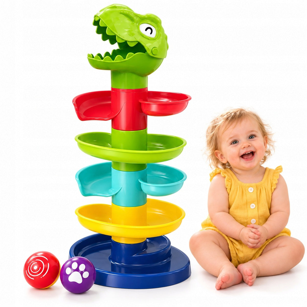 Pyramid Ball Track Tower with Balls Slide for Balls Dino 38cm