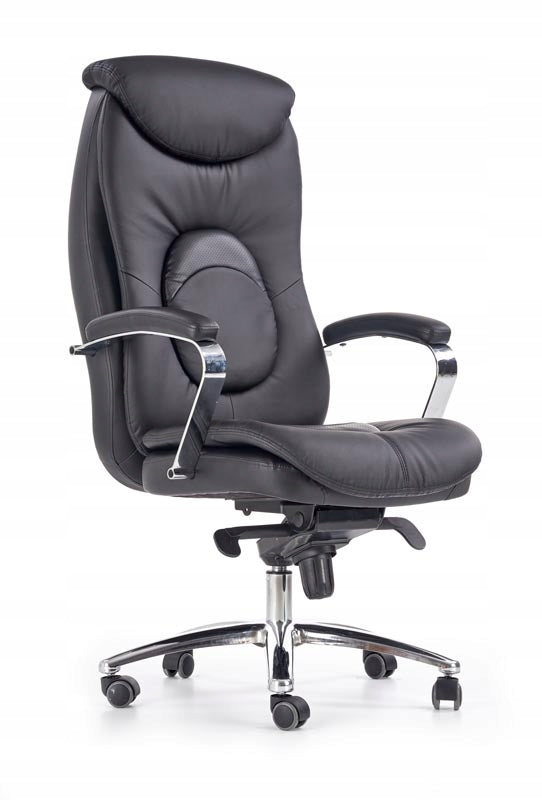 QUAD armchair eco leather, chrome base, swivel, ergonomic150KG