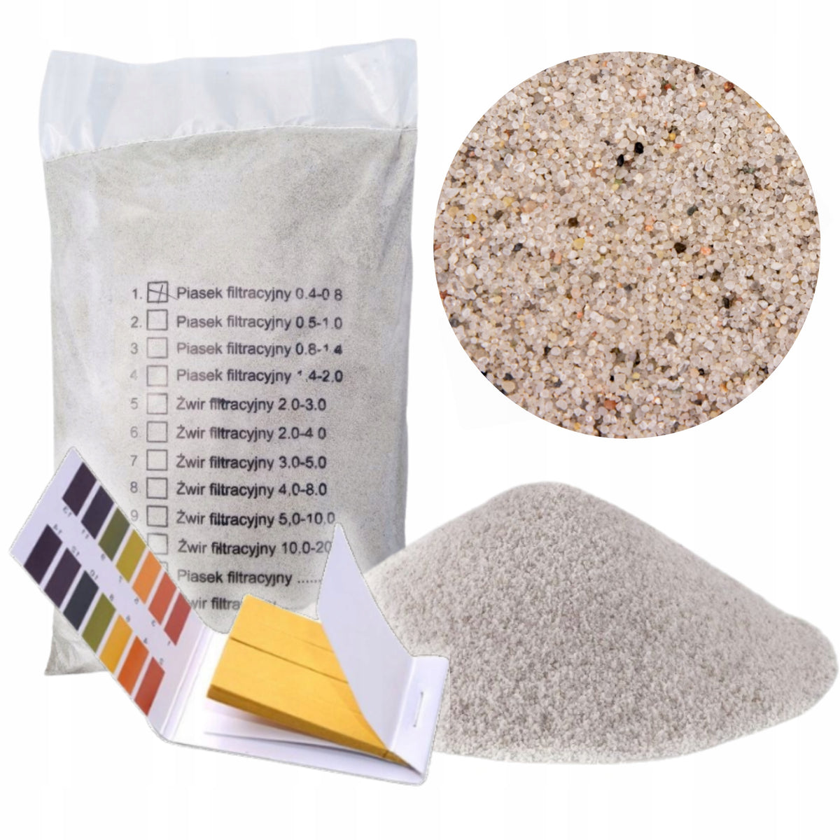 QUARTZ SAND FOR POOL FILTER PUMPS ATEST 10KG pH TESTS INCLUDED