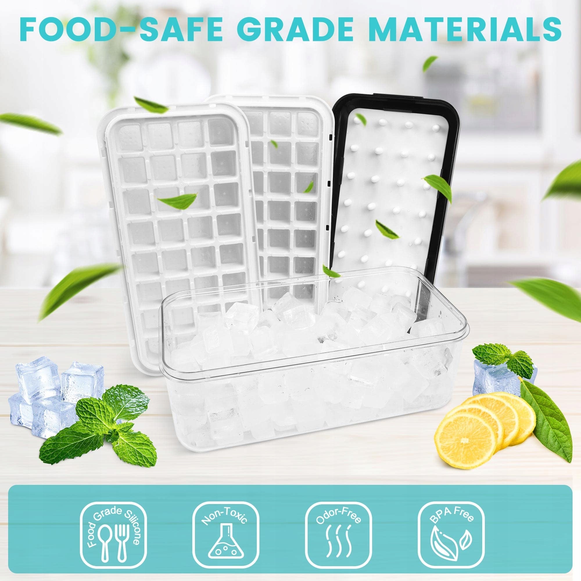 QUELIEN Ice Cube Set with Lid Black 64 Cubes Brand no brand