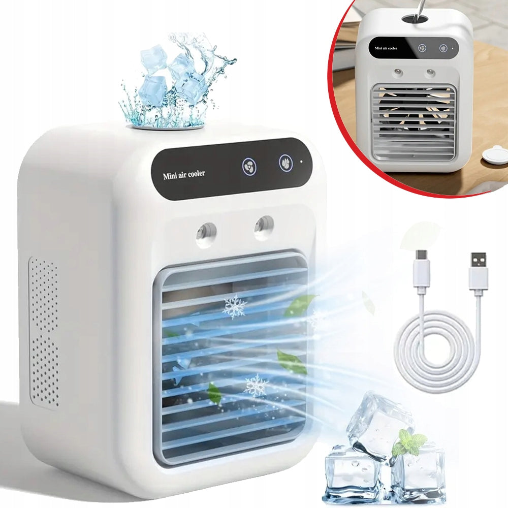 QUIET MINI USB DESK AIR CONDITIONER WITH HUMIDIFIER, 500 ML, WHITE
