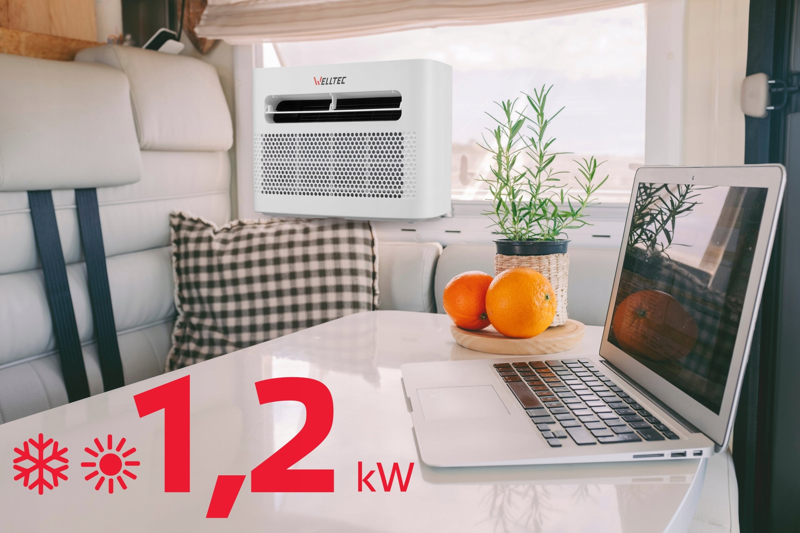 QUIET PORTABLE AIR CONDITIONER SPLIT WELLTEC ACS1 FOR MOTORHOME - 4in1 WiFi Packaging status original