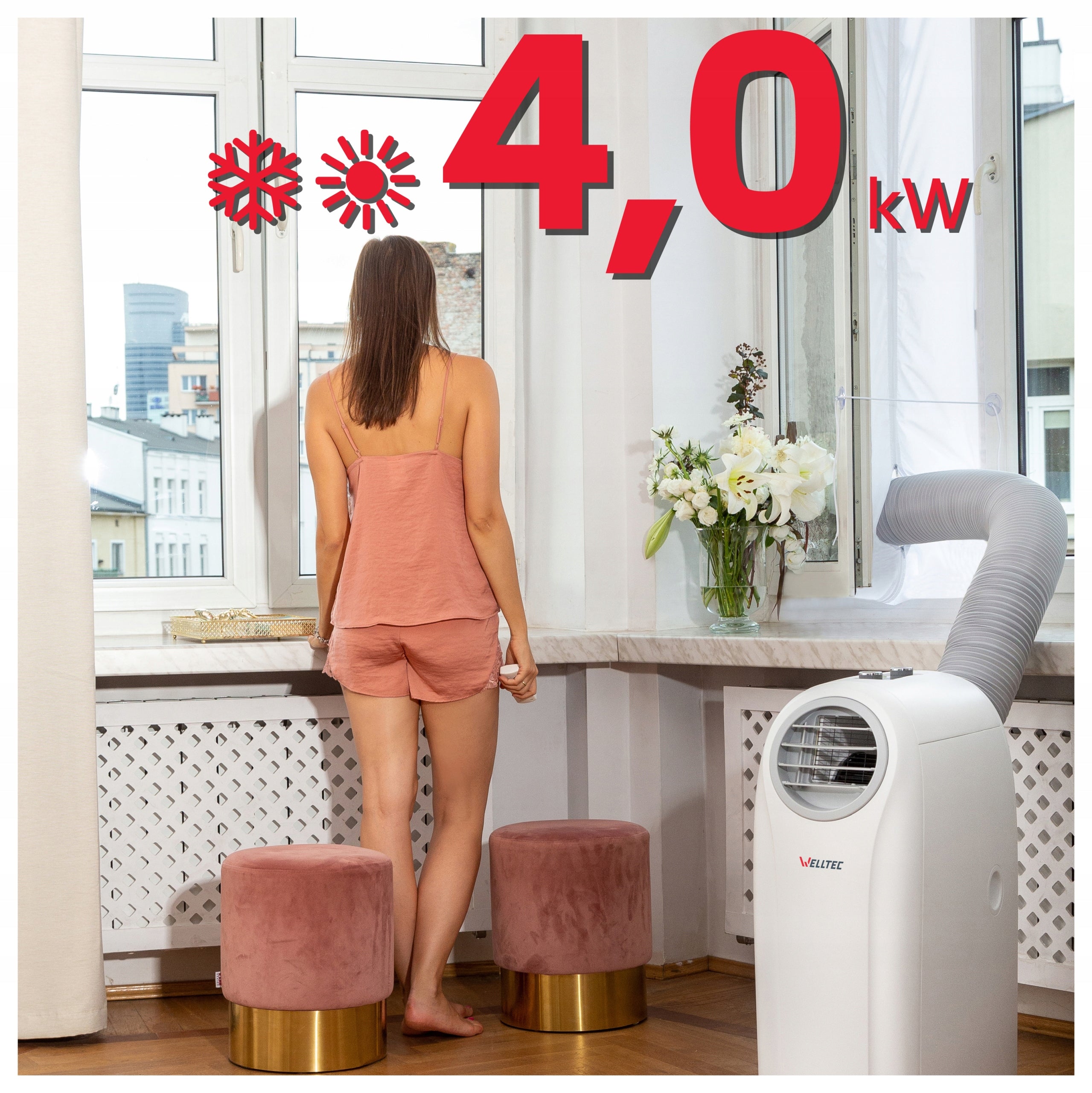 QUIET PORTABLE AIR CONDITIONER WELLTEC ACH1414PRO 6in1 WiFi 4kW 75m² WITH PLENUM Brand Welltec