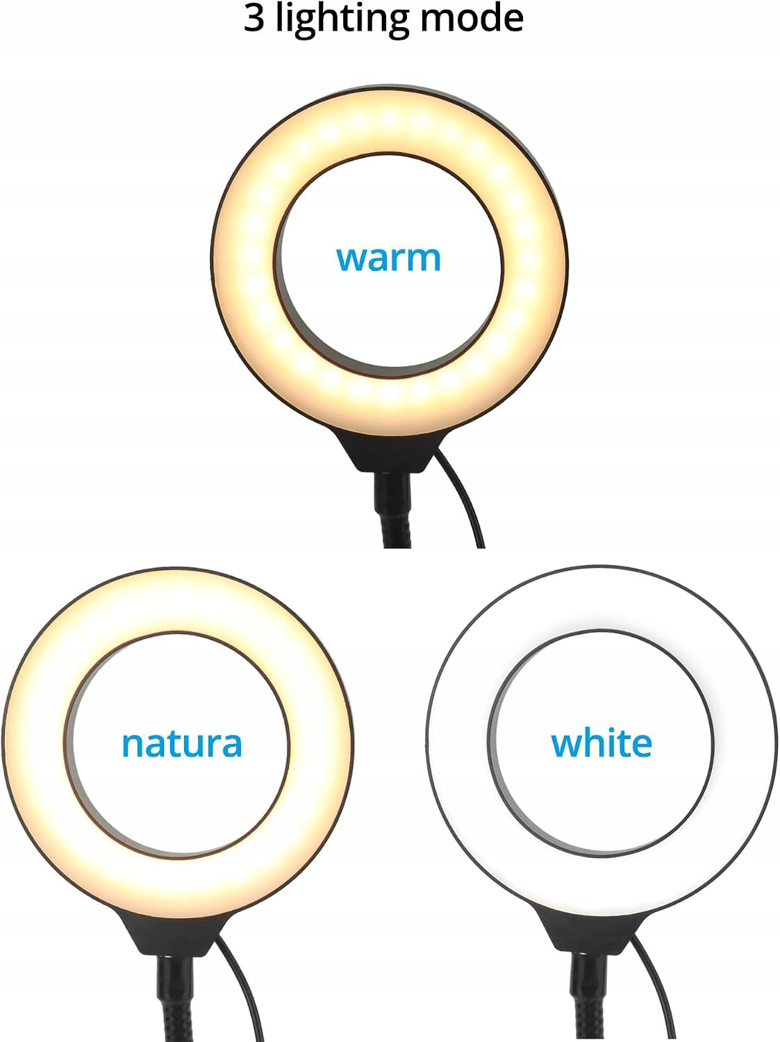 QWORK Ring Lamp Dimmable Phone Holder 3 Modes 10 Levels Manufacturer code statyw uchwyt biurkowy z lampą led do nagrywa