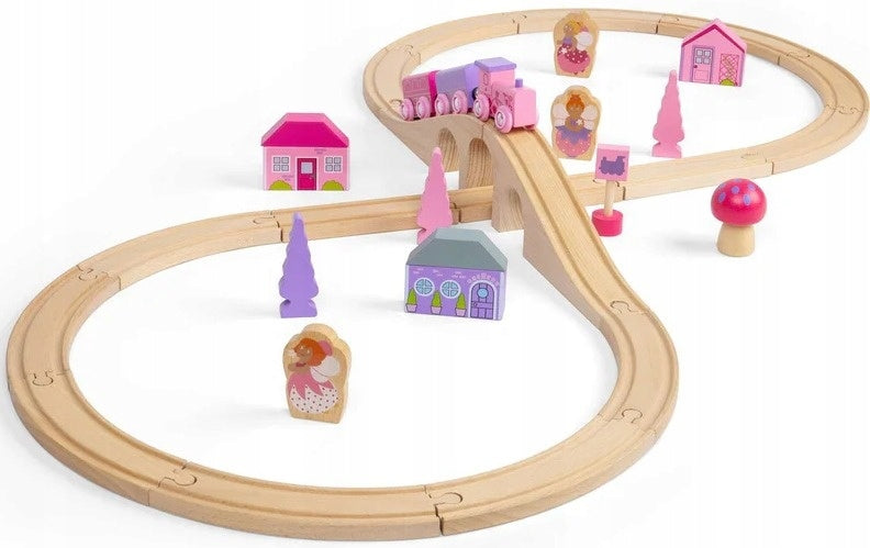 Queue Wooden Fairy 35 el. pink train with accessories Bigjigs Rail