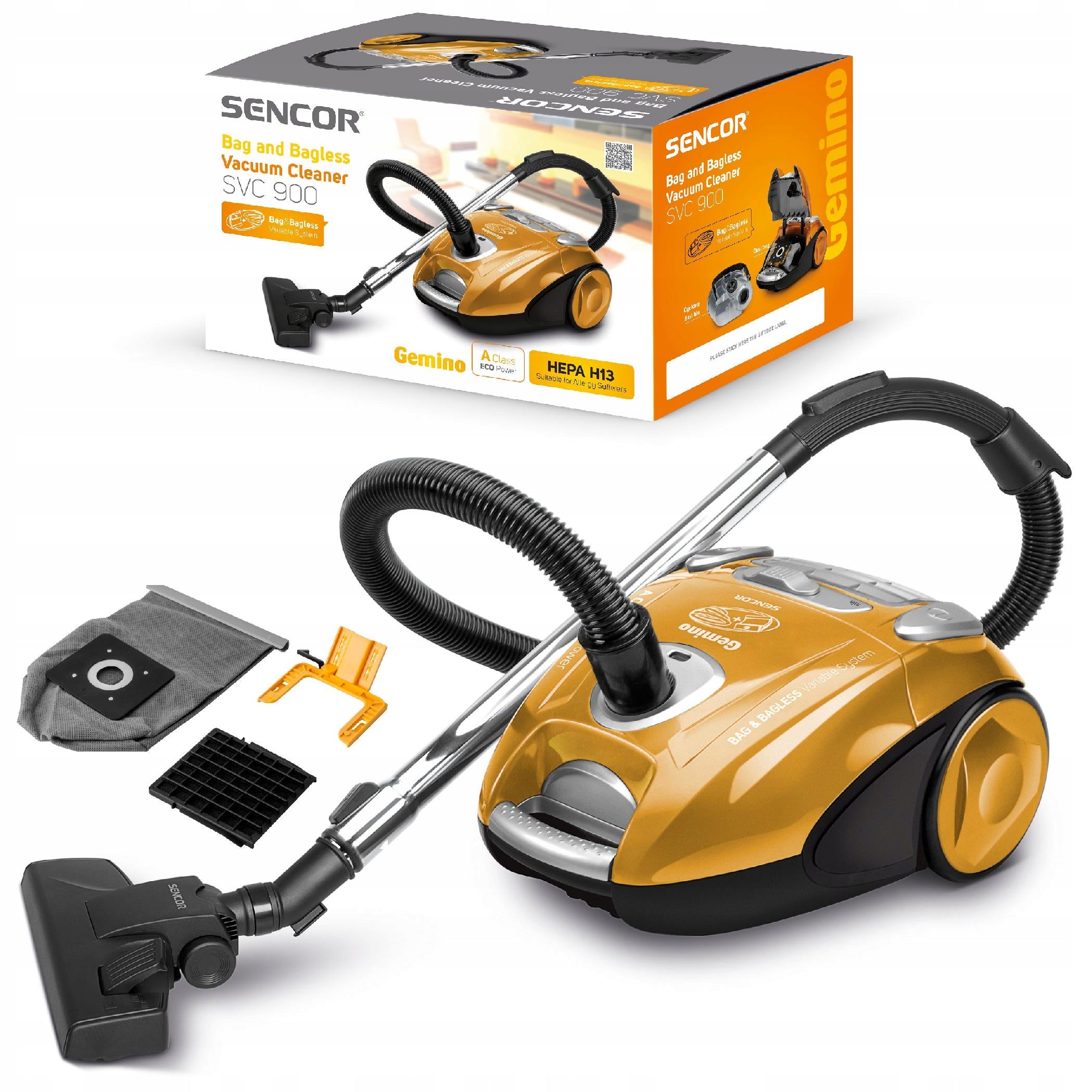 Quiet Bagless Vacuum Cleaner 2in1 700W Range 7,5m Sencor SVC 900-EUE3 Packaging status original