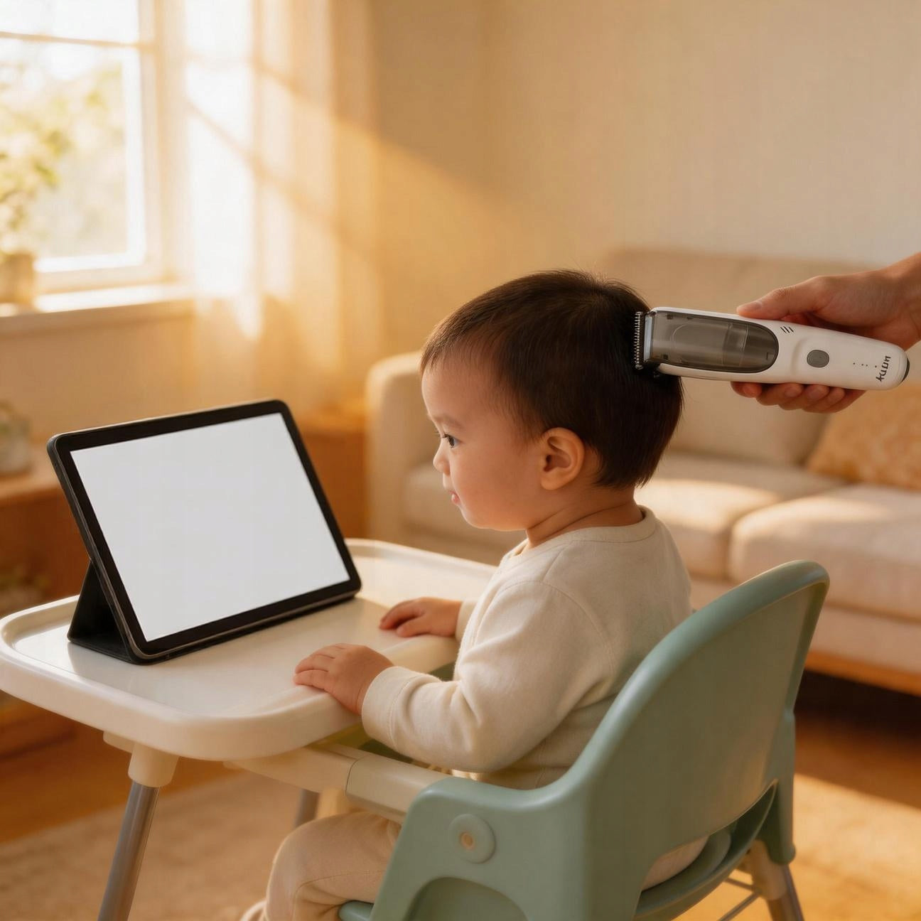 Quiet White Children Hair Clipper Built-in Hair Suction Home Hair Trimmer Manufacturer code xdwq