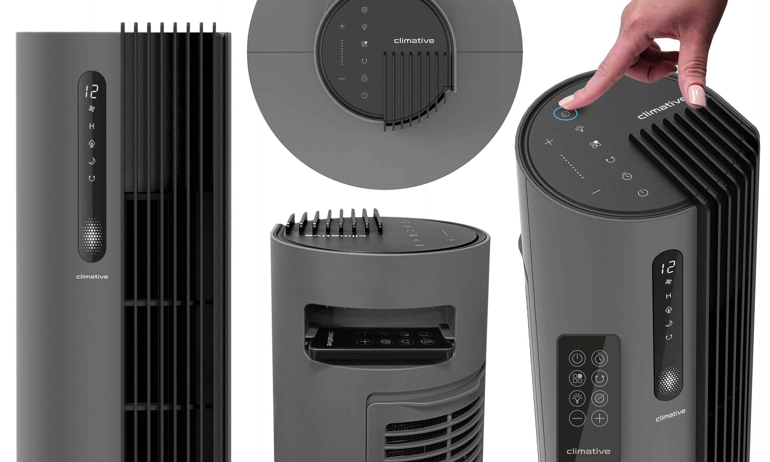Quiet column fan 12 levels PURE Plasma ionization black XXL Fan type column