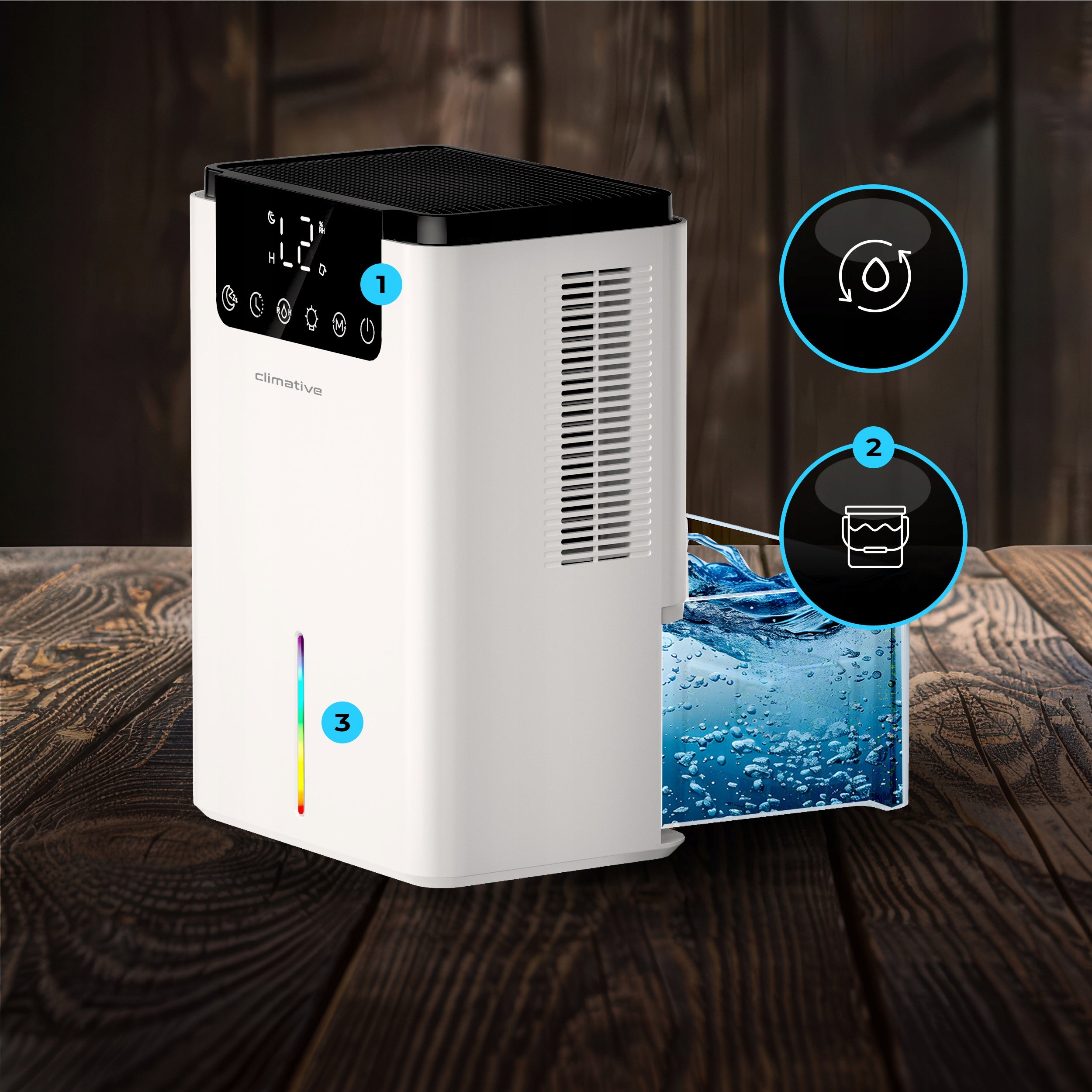 Quiet dehumidifier home LUXE 2000ML UV moisture absorber XXL Manufacturer code Climative DH-070