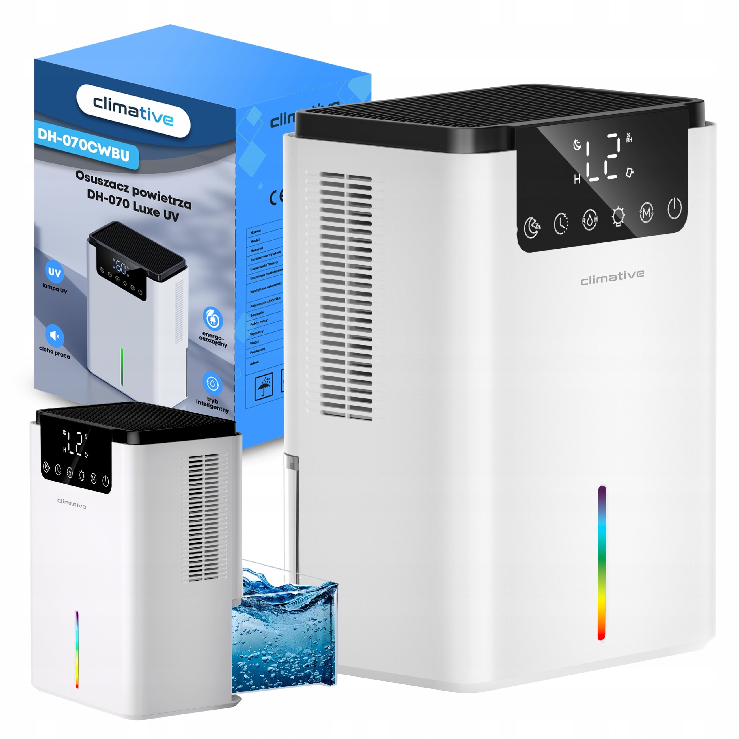Quiet dehumidifier home LUXE 2000ML UV moisture absorber XXL