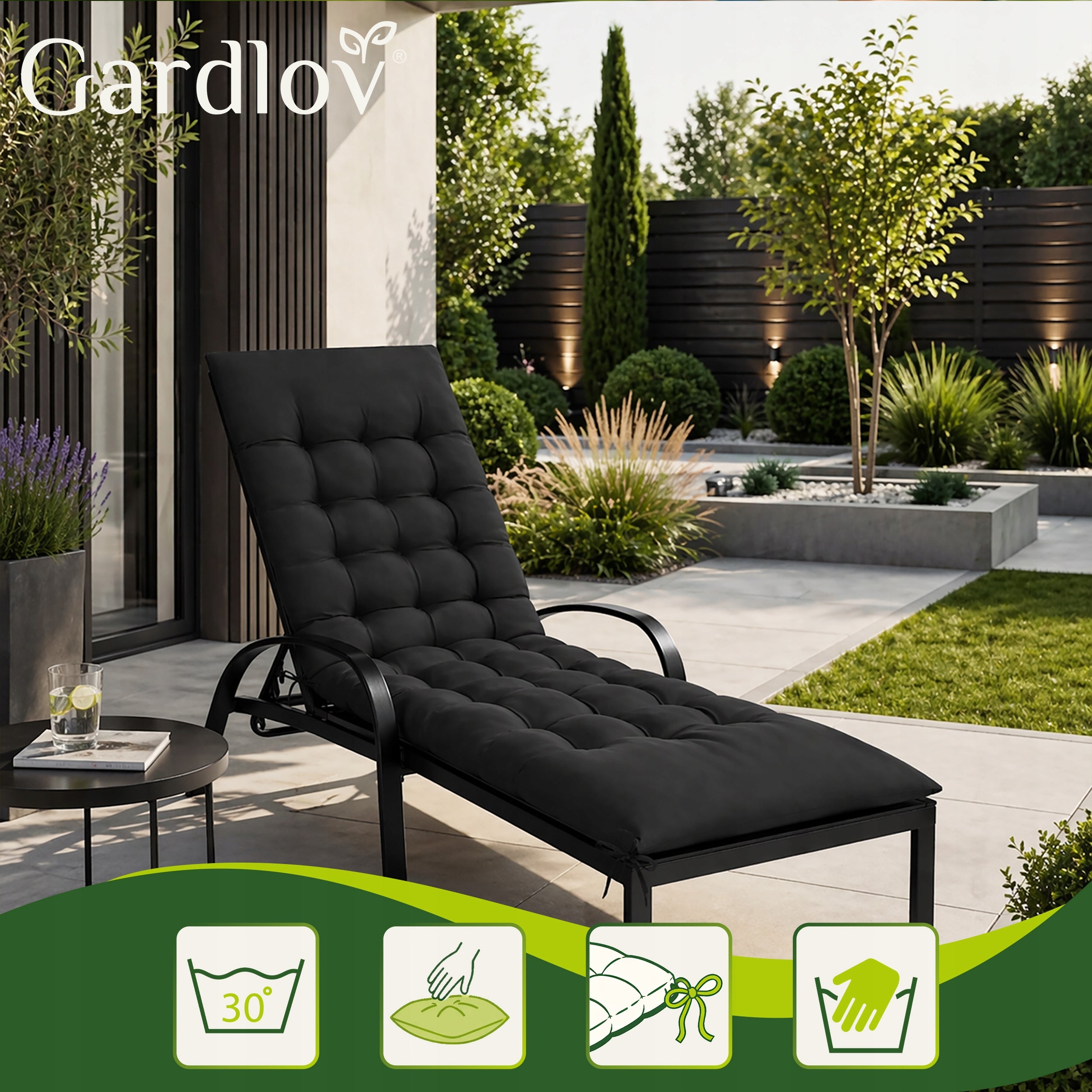 Quilted Cushion for Garden Sun Lounger Beach Chair 180x50cm Thick Comfortable Pillow width 50 cm