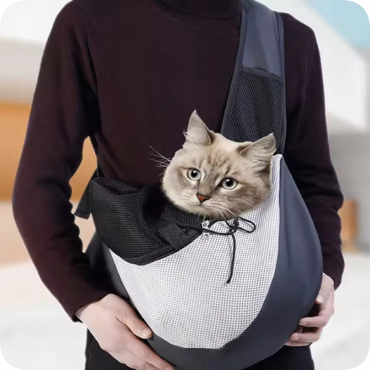 RABBIT CAT DOG CARRIER BAG FOR SHOULDER R. S - CARRIER GREY-BLACK Manufacturer code Nosidło S czarno-szare