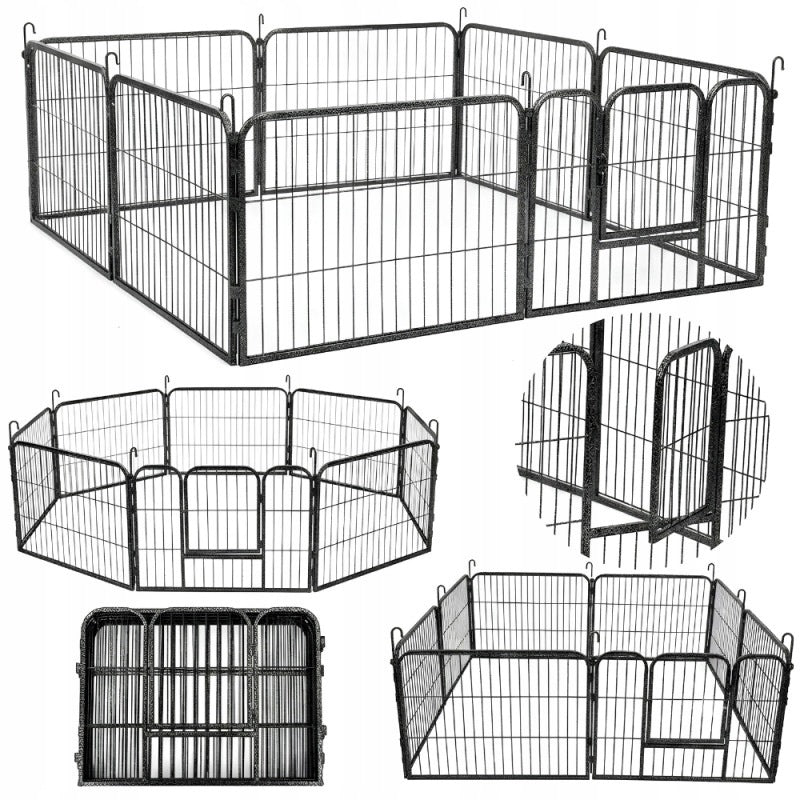 RABBIT CAT DOG PLAYPEN 8 PANELS 100x80CM ANIMAL CAGE FARMHOUSE CATWALK