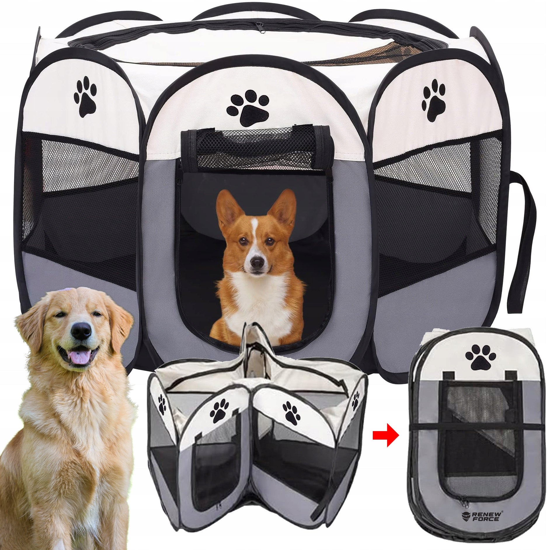 RABBIT CAT PET PLAYPEN FOR HOME FOLDING WATERPROOF 90x90cm XL