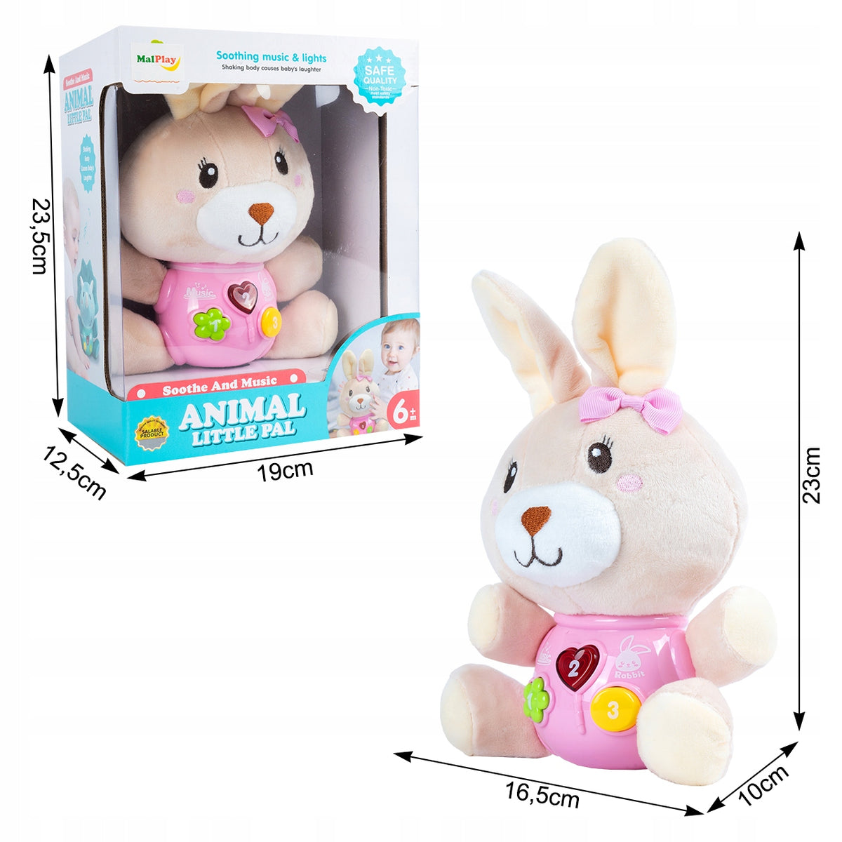 RABBIT PLUSH INTERACTIVE BUNNY WITH LIGHT AND MUSIC Brand MalPlay