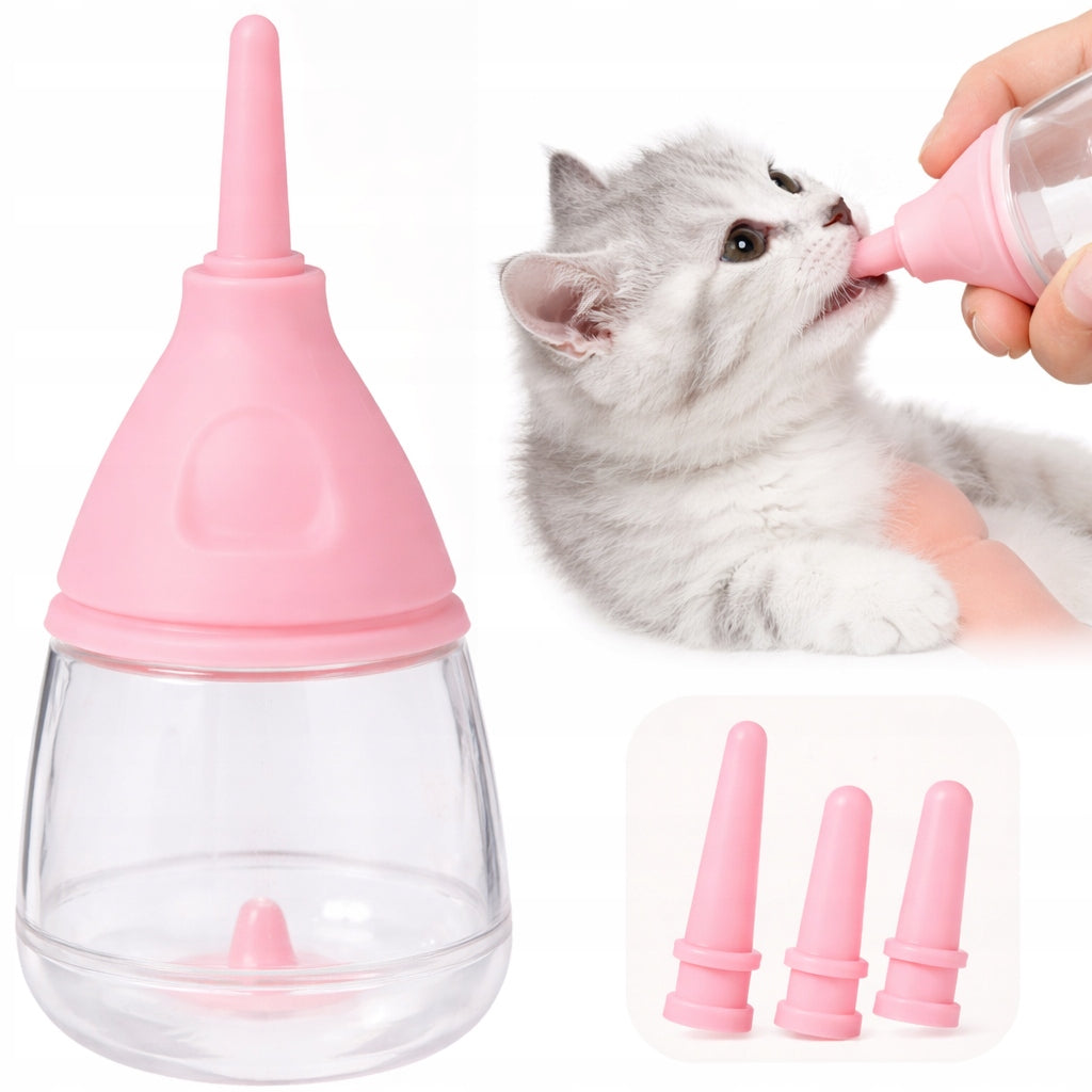 RABBIT PUPPY KITTEN FEEDING BOTTLE + SPARE PACIFIERS SET
