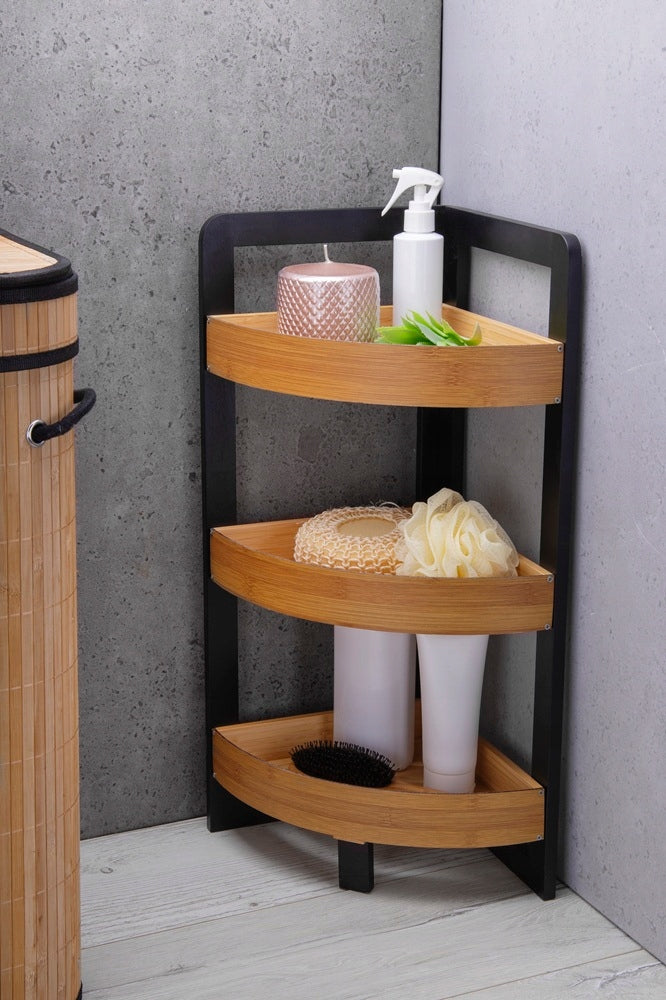 RABEN Three-Tier Bamboo Corner Bookcase for Bedroom Bathroom Manufacturer code HRNR153810