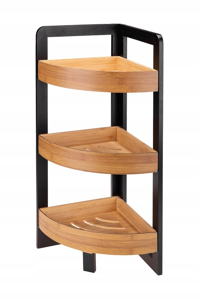 RABEN Three-Tier Bamboo Corner Bookcase for Bedroom Bathroom Packaging status original