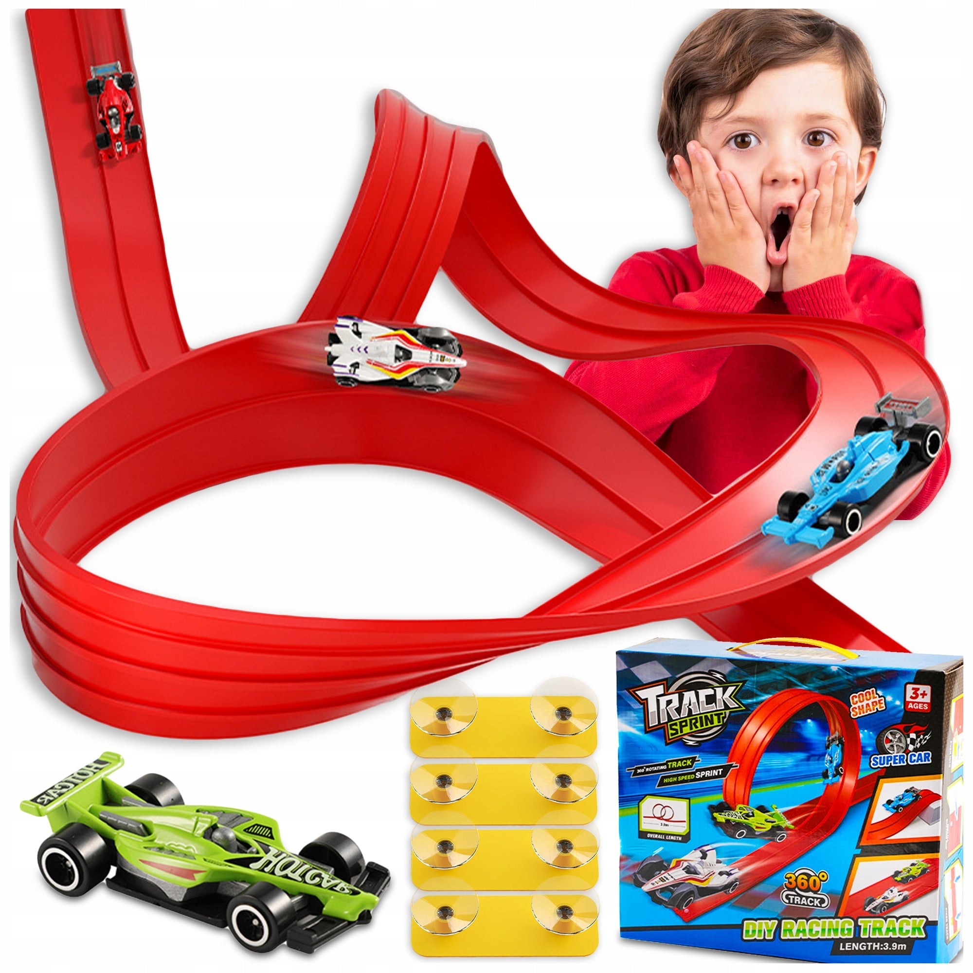 RACE TRACK FLEXIBLE FOR SPEED CARS +4 CARS FOR A CHILD